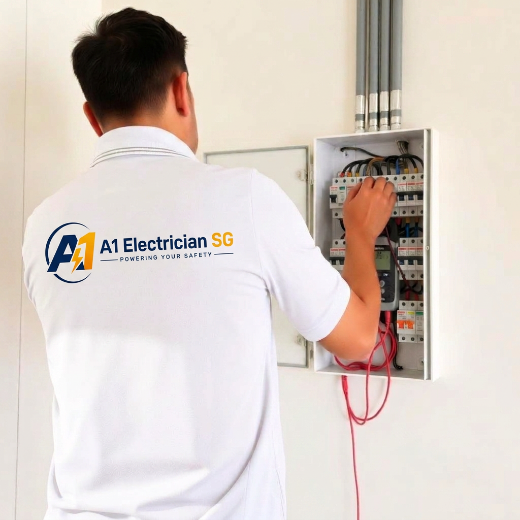 Electrician servicing an HDB distribution box