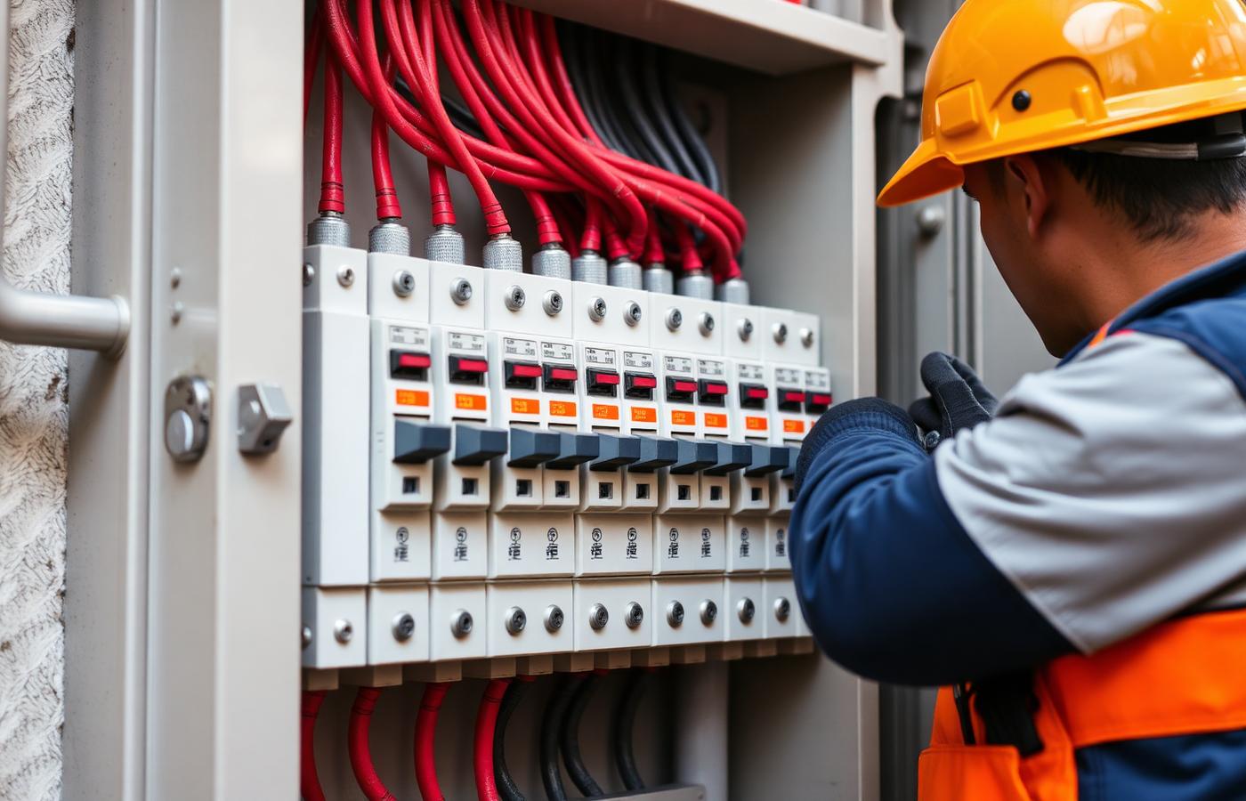 Electrician servicing an HDB distribution box